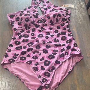 LYSA ONE PIECE SWIM SWIMSUIT SZ 2x  22w/24w plus size swim nwt leopard